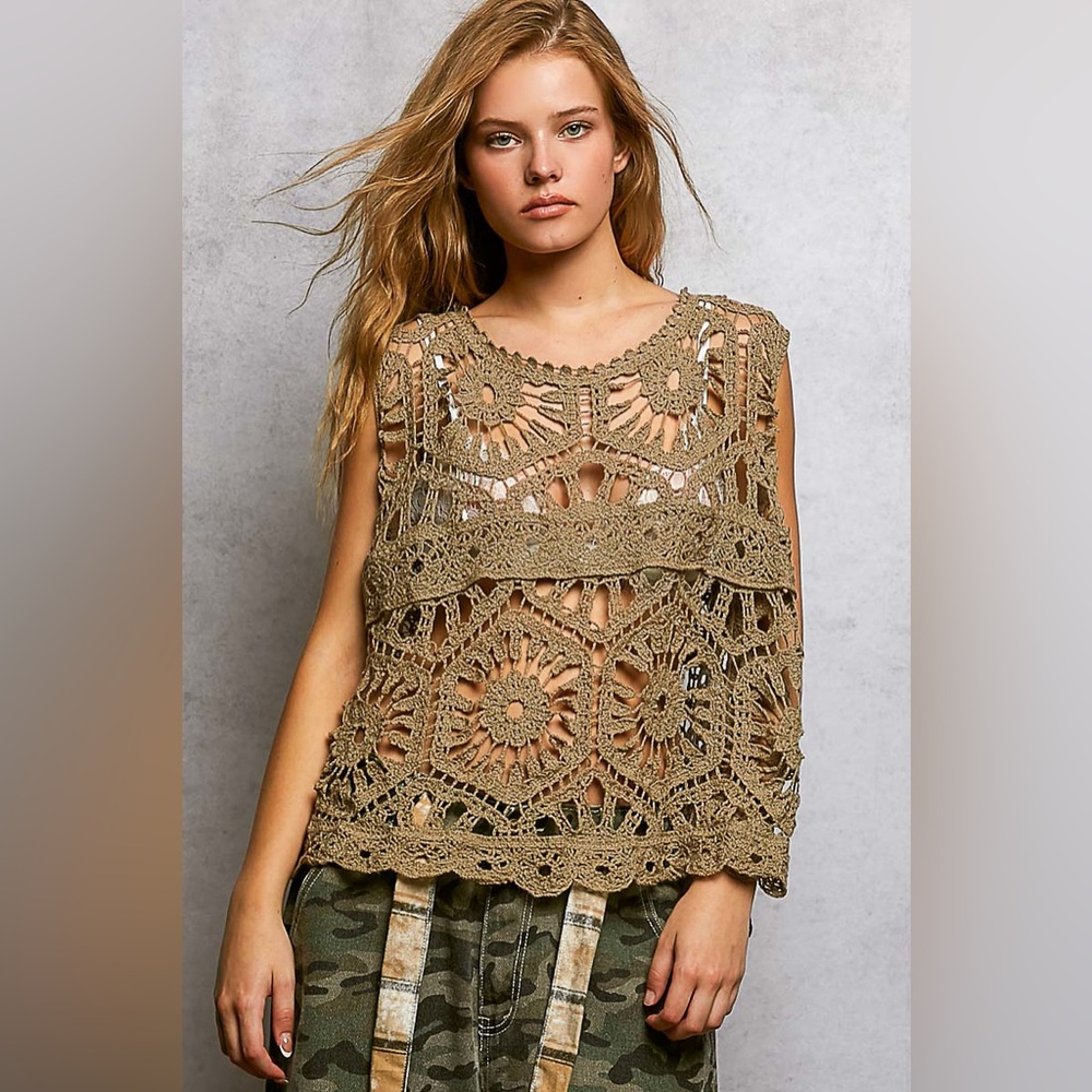 #143 Firm 🌸New! POL Crochet Blouse